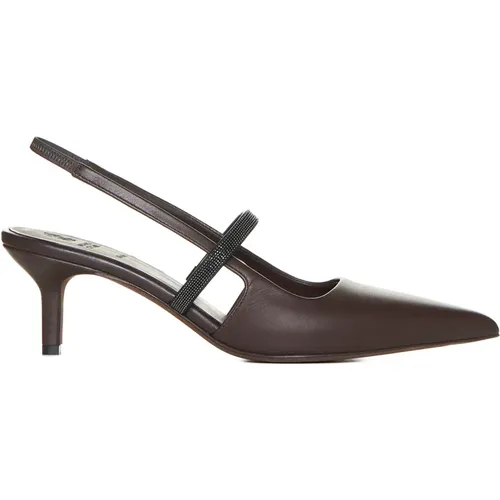 Leather Slingback Heels , female, Sizes: 6 1/2 UK, 4 1/2 UK, 5 1/2 UK - BRUNELLO CUCINELLI - Modalova
