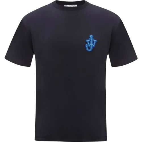 Marineblaues JW Anker Logo T-Shirt , Herren, Größe: L - JW Anderson - Modalova