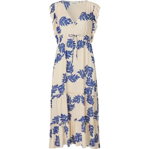 Flower Print Midi Dress V-Neck , female, Sizes: XS, L, 2XL, S, XL, M - Lollys Laundry - Modalova