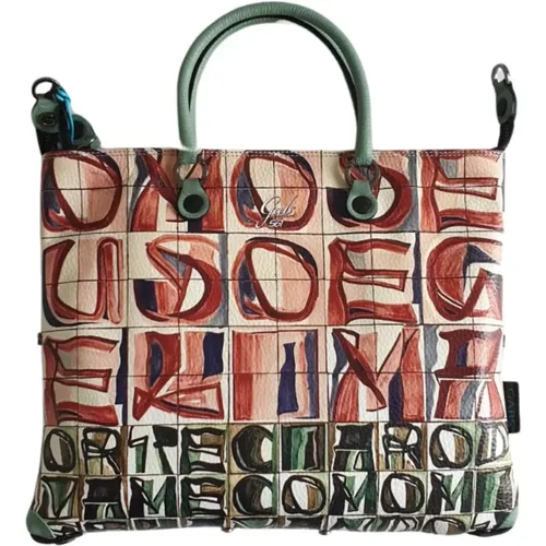 Tote Bags, female, , Size: ONE SIZE Convertible Travel Print Leather Bag - Gabs - Modalova