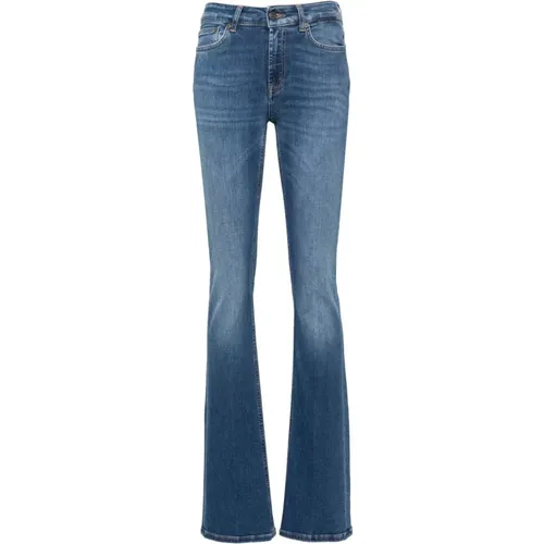 Blau Bootcut Jeans mit Logo Patch , Damen, Größe: W29 - Dondup - Modalova