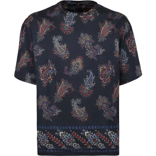 Baumwoll-Crew-Neck T-Shirt mit Paisley-Motiv - ETRO - Modalova