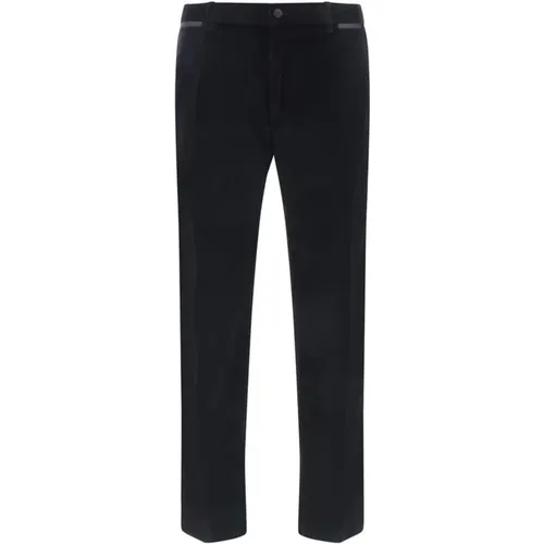 Straight Trousers, male, , Size: L Velvet Mid-Rise Pants with Side Panels - Dolce & Gabbana - Modalova