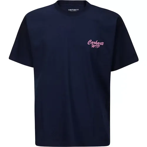 T-Shirt with Pink Print , male, Sizes: L, M, S - Carhartt WIP - Modalova