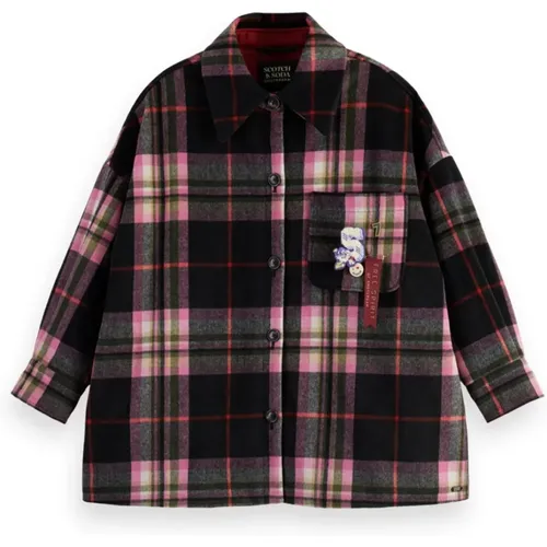 Wool Plaid Jacket Shirt , female, Sizes: S - Scotch & Soda - Modalova