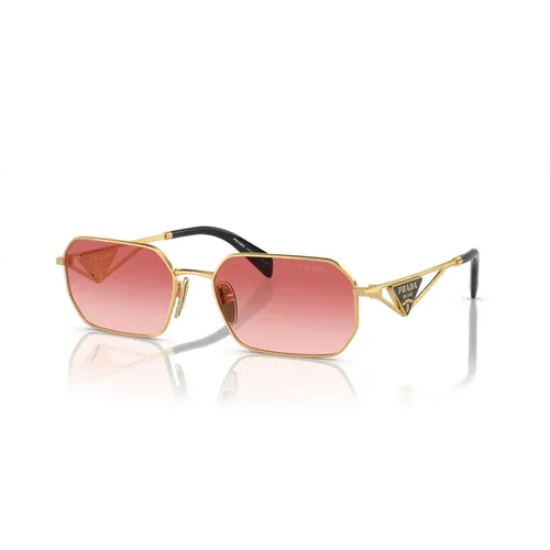 Gold/Pink Red Shaded Sunglasses , female, Sizes: 58 MM - Prada - Modalova