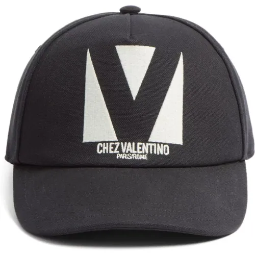 Caps, male, , Size: 57 CM Embroidered logo cotton cap - Valentino Garavani - Modalova