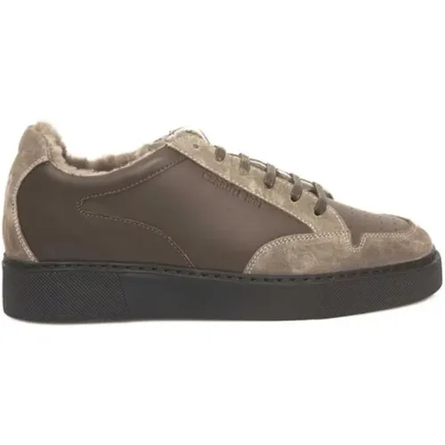 Sneakers, male, , Size: 6 US Beige Leather Sneakers with Side Logo - Cerruti 1881 - Modalova