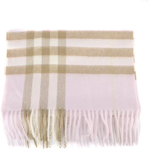 Winter Scarves, unisex, , Size: ONE SIZE Cashmere Tartan Pattern Fringed Scarf - Burberry - Modalova