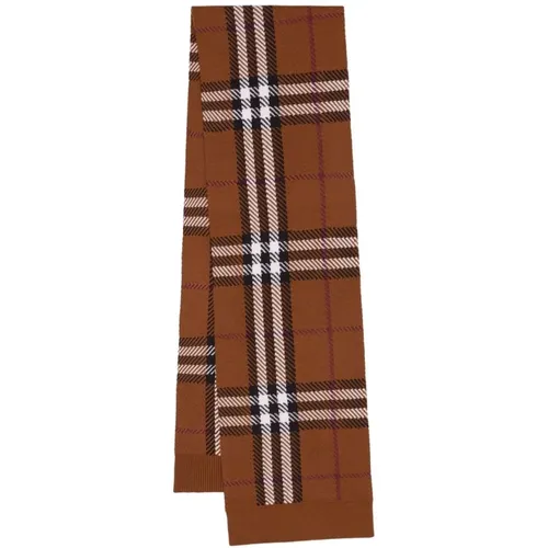 Check Wool-Blend Knitted Scarf , female, Sizes: ONE SIZE - Burberry - Modalova