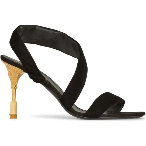 Gold Moneta Suede Sandals , female, Sizes: 6 UK, 3 UK, 5 UK, 4 UK, 5 1/2 UK - Balmain - Modalova