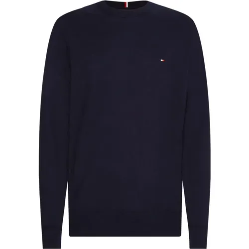 Herren Blauer Monogramm Baumwoll- und Kaschmirpulloer , Herren, Größe: S - Tommy Hilfiger - Modalova