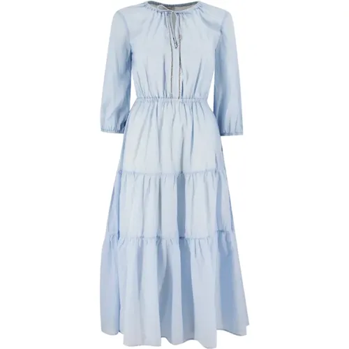 Sophisticated Cotton Voile Dress , female, Sizes: L, M - PESERICO - Modalova