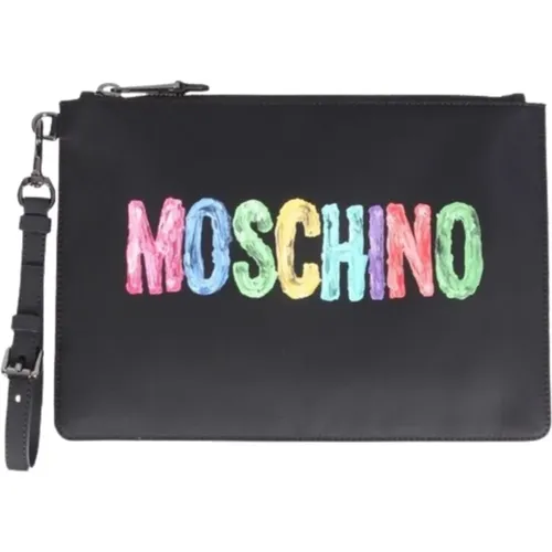 Wallets & Cardholders, male, , Size: ONE SIZE Logo Pochette Bag - Moschino - Modalova