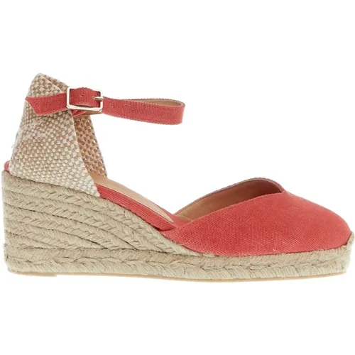 Wedges, female, , Size: 11 US Strawberry fabric wedge espadrilles - Castañer - Modalova