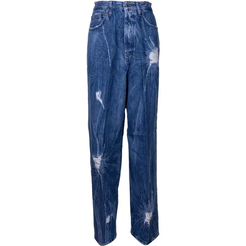 High-waisted loose fit jeans, Made in Italy , female, Sizes: W26, W28, W25 - Don The Fuller - Modalova