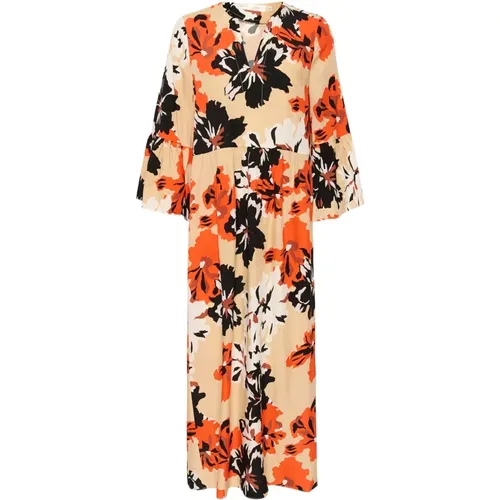 Floral Long Dress with Cropped Sleeves , female, Sizes: L, S, XL, XS, 3XL, M - InWear - Modalova