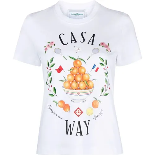 Weißes T-Shirt mit Grafikdruck - Casablanca - Modalova