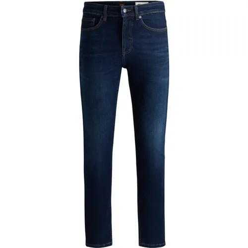 Strukturierte Super-Stretch-Jeans mit Double-B-Monogramm , Herren, Größe: W35 L30 - Boss Orange - Modalova