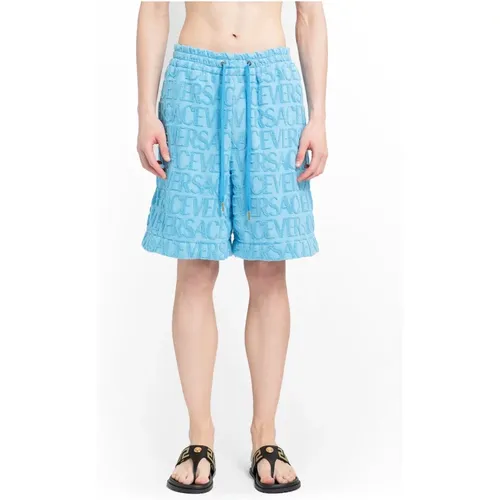 Blaue Jacquard Handtuch Shorts - Runway Stil - Versace - Modalova