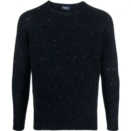 Round-neck Knitwear, male, , Size: 2XL Midnight Speckle-Knit Sweater - Drumohr - Modalova