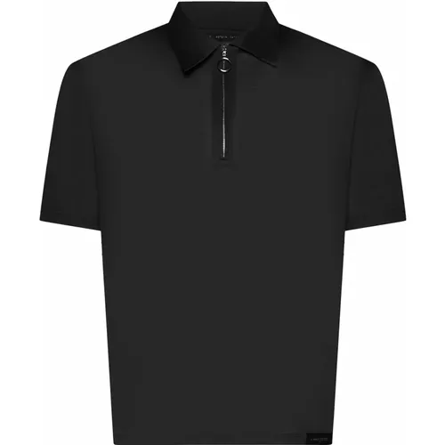 Schwarzes Baumwoll-Poloshirt mit Reißverschluss , Herren, Größe: XL - Low Brand - Modalova