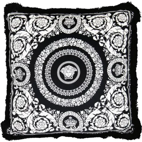 Barocco Fringed Velvet Square Cushion , unisex, Sizes: ONE SIZE - Versace - Modalova