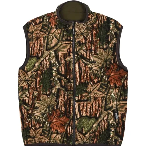 Reversible Fleece Vest with Leaf Camouflage , male, Sizes: M - Gramicci - Modalova