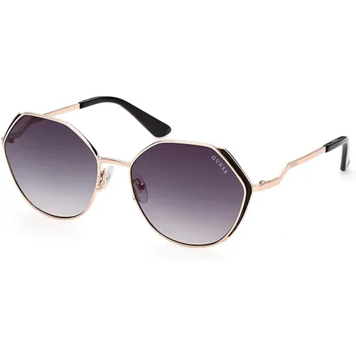 Goldene Brille Sonnenbrille Grau Verlauf , Damen, Größe: 58 MM - Guess - Modalova