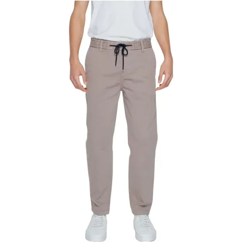 Straight Trousers, male, , Size: XS Cotton Trousers with Laces & Pockets - Hugo Boss - Modalova