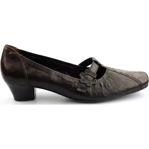 Braune Leder Pumps Schuhe , Damen, Größe: 37 1/2 EU - Gabor - Modalova