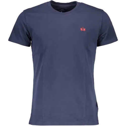 Blau T-Shirt mit Logo-Stickerei , Herren, Größe: 2XL - LA MARTINA - Modalova