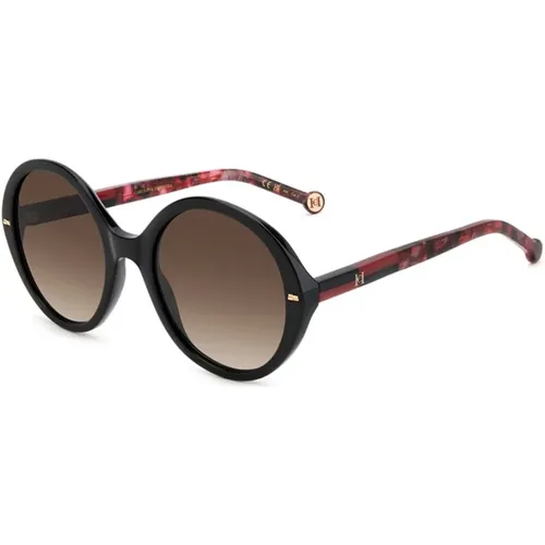 Schwarze Rote Sonnenbrille mit Braun Getönten Gläsern - Carolina Herrera - Modalova