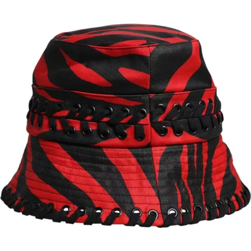 Hats, female, , Size: ONE SIZE Striped Wide Brim Bucket Hat - Dolce & Gabbana - Modalova