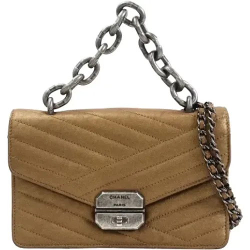 Pre-owned Gold Leather Chanel Diagonal Bag , female, Sizes: ONE SIZE - Chanel Vintage - Modalova