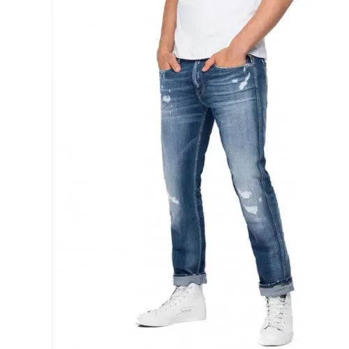 Men`s Slim Fit Washed Striped Jeans , male, Sizes: W28 - Replay - Modalova