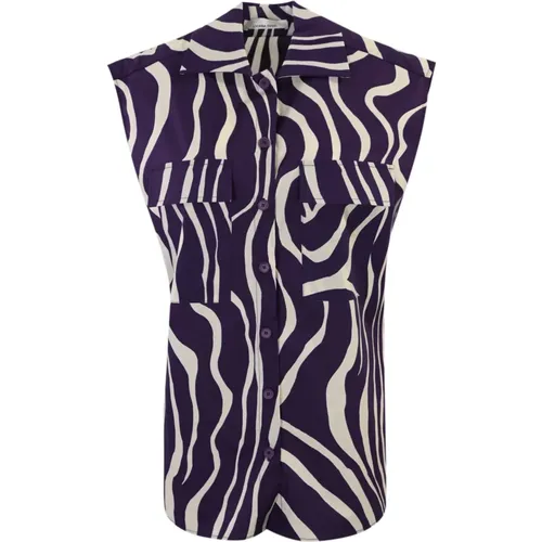Animal Print Cotton Sleeveless Shirt , female, Sizes: S - Liviana Conti - Modalova