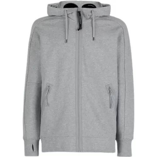 Zip-throughs, male, , Size: 2XL Diagonal Hooded Sweatshirt with Glasses - C.P. Company - Modalova