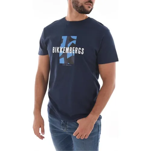 Bedrucktes Logo Baumwoll T-Shirt , Herren, Größe: 2XL - Bikkembergs - Modalova