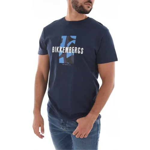 Bedrucktes Logo Baumwoll T-Shirt , Herren, Größe: S - Bikkembergs - Modalova