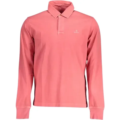 Polo Shirts, male, , Size: S Ele Long-Sleeve Polo Shirt in Pink - Gant - Modalova