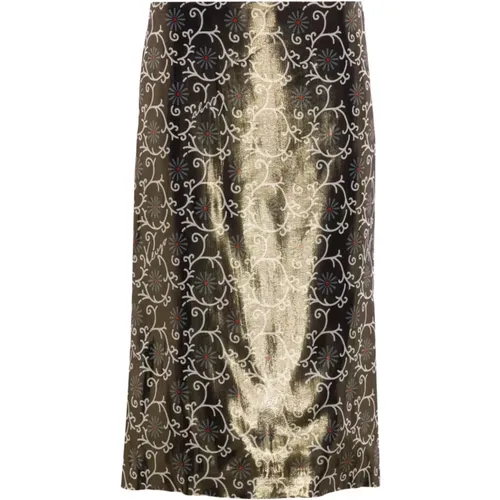 Midi Skirts, female, , Size: XS Floral-print Lamé Pencil Skirt - Kenzo - Modalova