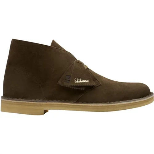 Wüstenstiefel Grün Wildleder Minimalistisch Ikone , Herren, Größe: 42 EU - Clarks - Modalova