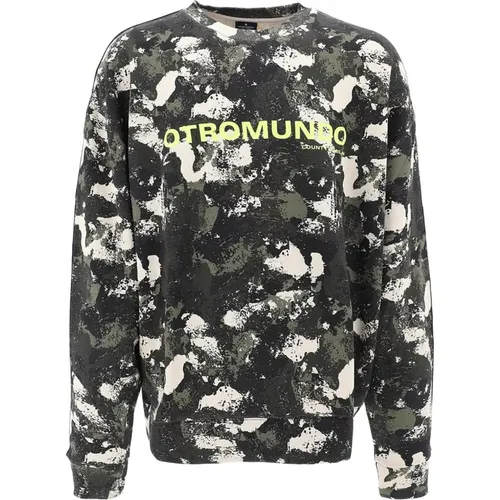 Sweatshirts, male, , Size: S Camouflage Sweatshirt with Front Print - Marcelo Burlon - Modalova