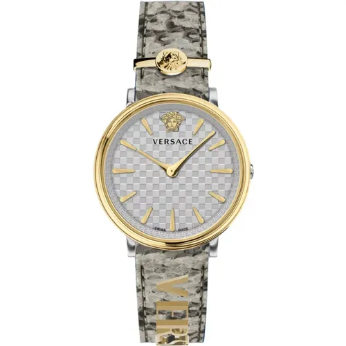 V Circle Grau-Gold Damen Uhr , Damen, Größe: ONE Size - Versace - Modalova