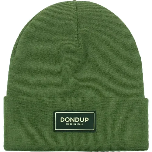 Beanies, male, , Size: ONE SIZE Knitted Logo Patch Hat - Dondup - Modalova