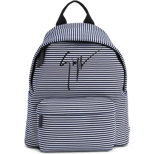 Signature Logo Backpack Blue/White , male, Sizes: ONE SIZE - giuseppe zanotti - Modalova