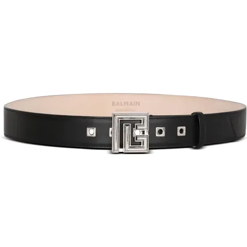 Belts, male, , Size: 100 CM Leather PB Belt - Balmain - Modalova