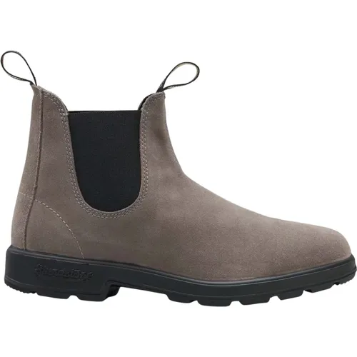 Graue Wildleder Stylische Stiefel , Herren, Größe: 43 EU - Blundstone - Modalova