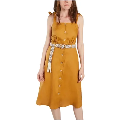 Besticktes Leinen Midi Kleid - La Petite Française - Modalova